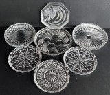 Set 7 farfurii de dulceata (modele diferite) din sticla prelucrata superb