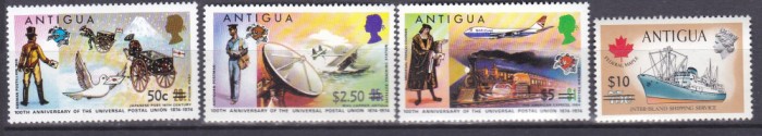 DB1 Antigua 1974 - 75 UPU Vapoare Supratipare Valori Noi 4 v. MNH