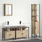 Set de mobilier pentru baie cu raft cu ușă 4 pcs Stejar sonoma