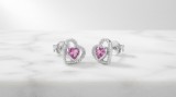Cumpara ieftin CERCEI ARGINT 925 INIMA CU CRISTAL ROZ - CERCEI STUD INIMI CRISTALE ZIRCONIU