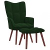 Gossi scaun de relaxare cu taburet, verde inchis, catifea