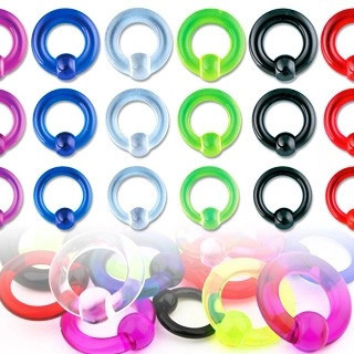 Piercing acrilic UV - inel cu o bilă cu o suprafață netedă - Dimensiune: 3 mm x 12 mm x 7 mm, Culoare Piercing: Ametist foto