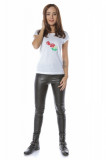 Tricou Dama Bumbac Alb Broderie Flori Traditionale Romanesti Straie Cambrat