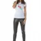Tricou alb din bumbac cu broderie traditionala Floare Romaneasca