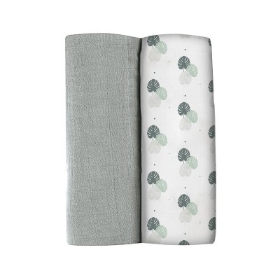 Set 2 Museline Beaba bumbac 120x120 cm Mirage Grey Jungle foto