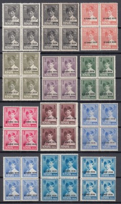 ROMANIA1930 LP 83 f/s REGELE MIHAI I UZUALE CU SUPRATIPAR 8 IUNIE 1930 SERIA IN BLOC DE 4 TIMBRE STARE MNH foto
