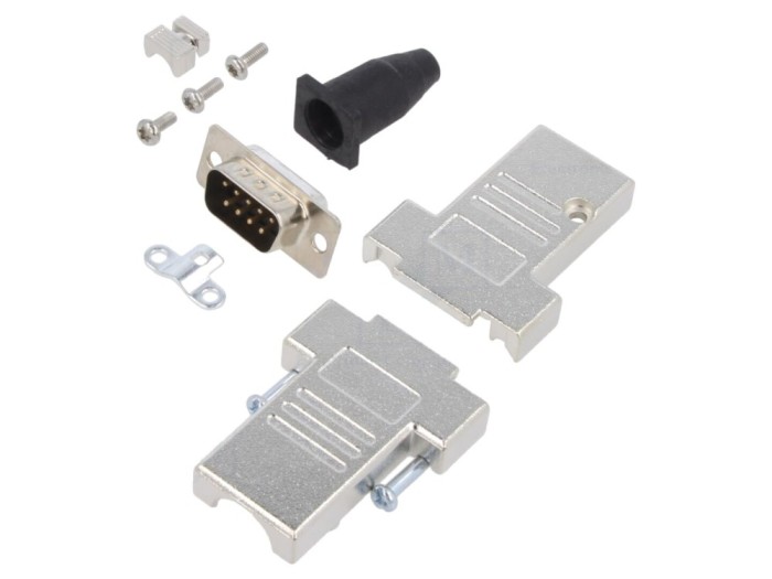 Conector D-Sub 9-Pin tată, negru