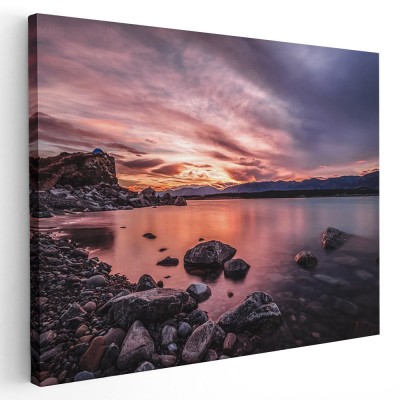 Tablou peisaj plaja la apus Tablou canvas pe panza CU RAMA 60x80 cm foto
