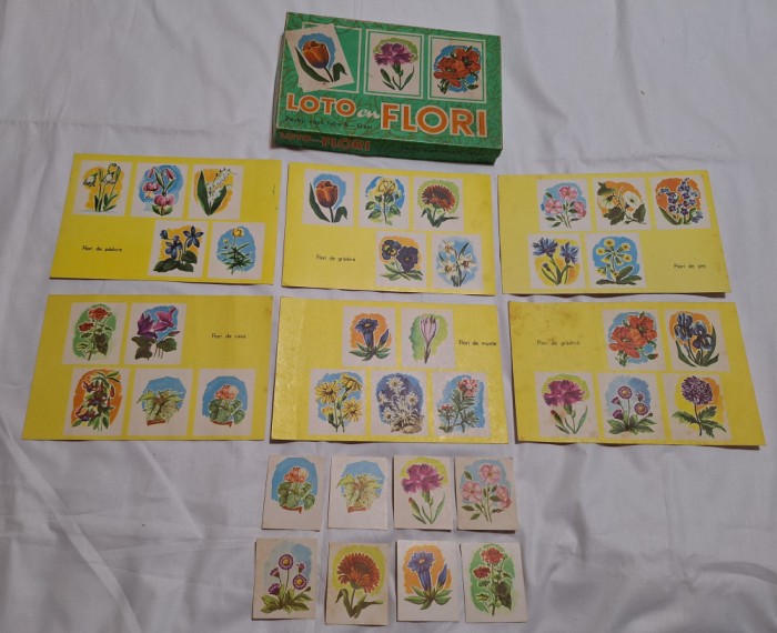 LOTO cu FLORI - joc vechi de colectie anul 1978 jucarie rara produs romanesc
