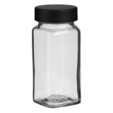 Solnită din sticlă transparentă cu capac negru, 4x4x10 cm, CMCLASS