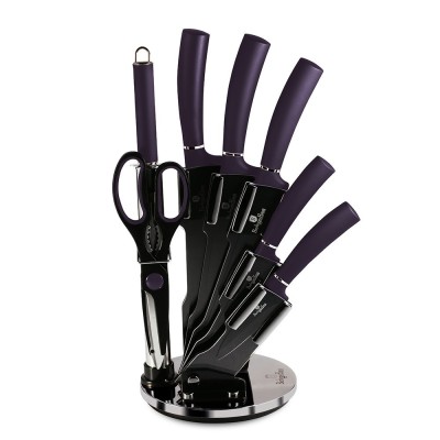 Set de cutite cu suport, Berlinger Haus, BH 2560, 8 bucati, Purple collection foto