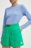 The North Face pantaloni scurți outdoor Class V culoarea verde, neted, high waist, NF0A81VWPO81