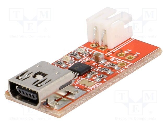&Icirc;ncărcător acumulatori Li-Po OLIMEX USB 30x13mm 470mA