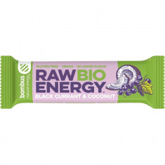 Baton energizant bio, Raw Energy, cu coacaze negre si nuca de cocos 50g Bombus