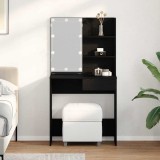 VidaXL Masă de toaletă LED &icirc;n Stejar Negru - 74.5x40x141 cm, din Lemn Prelucrat