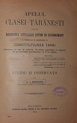 APELUL CLASEI TARANESTI PENTRU REVIZUIREA ACTUALULUI SISTEM DE GUVERNAMANT SI PUNEREA LUI IN CONCORDANTA CU CONSTITUTIUNEA TAREI foto