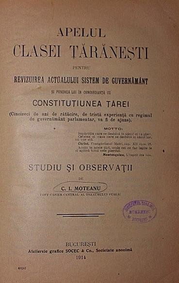 APELUL CLASEI TARANESTI PENTRU REVIZUIREA ACTUALULUI SISTEM DE GUVERNAMANT SI PUNEREA LUI IN CONCORDANTA CU CONSTITUTIUNEA TAREI