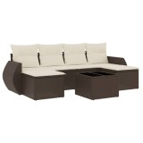Cumpara ieftin Set canapele de gradina cu perne, 7 piese, maro, poliratan