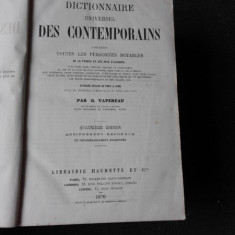 DICTIONNAIRE UNIVERSEL DES CONTEMPORAINS - G. VAPEREAU (CARTE IN LIMBA FRANCEZA)