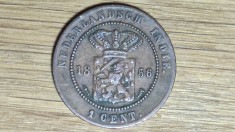 Indiile est Olandeze - moneda coloniala superba - 1 cent 1856 XF - revers Jawi !