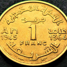 Moneda istorica 1 FRANC - MAROC, anul 1945 * cod 2349