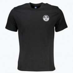 Tricou barbati cu decolteu la baza gatului si logo negru M, Negru, M INTL