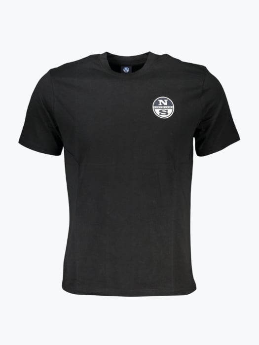 Tricou barbati cu decolteu la baza gatului si logo negru L, Negru, L INTL