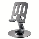 Suport de birou pentru telefon sau tableta, flippy, din metal, pliabil, 5.7 x 13.5 x 8.7 cm, universal, gri metalic
