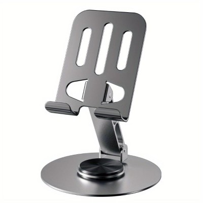 Suport de birou pentru telefon sau tableta, flippy, din metal, pliabil, 5.7 x 13.5 x 8.7 cm, universal, gri metalic foto