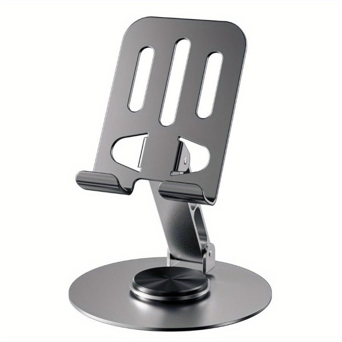 Suport de birou pentru telefon sau tableta, flippy, din metal, pliabil, 5.7 x 13.5 x 8.7 cm, universal, gri metalic