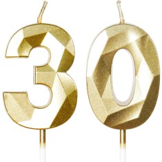 Lumanari aniversare , numarul 30 , culoare auriu