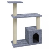 Cumpara ieftin Ansamblu pisici, stalpi din funie sisal, gri deschis, 70 cm