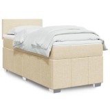 Cumpara ieftin Pat box spring cu saltea, crem, 90x200 cm, textil