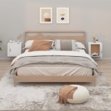 Set 2 Noptiere Perete Alb Extralucios 50x30x47 cm, Montaj Suspendat, Lemn, Design Modern, Noptiera Dormitor