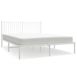 Cumpara ieftin Cadru de pat metalic cu tablie, alb, 160x200 cm