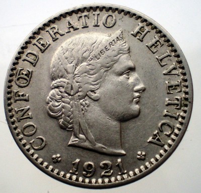 1.571 ELVETIA 20 RAPPEN 1921 B NICHEL foto