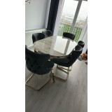 Set stella gri cu auriu masa+ 6 scaune