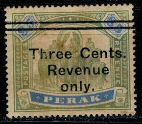 Perak 1900 - Three Cents Revenue supr. pe $5 nestampilat cal.II foto