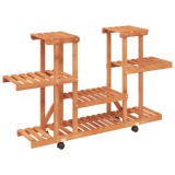 Cumpara ieftin Suport pentru flori cu roti, 110x25x78 cm, lemn masiv de brad