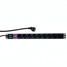 PDU LOGILINK 1U pt. rack 19 inch 9 prize Schuko intrare Schuko max 16 A on/off 2 m &amp;amp;quot;PDU9C02&amp;amp;quot; foto