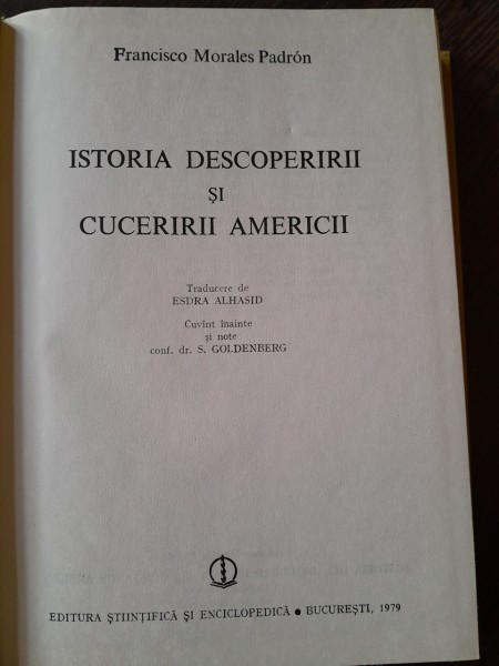 ISTORIA DESCOPERIRII SI CUCERIRII AMERICII-FRANCISCO MORALES PADRON 1979