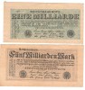 SV * Germania LOT 1000000000 + 5000000000 / EINE MILLIARDE + FUNF MILLIARDEN MARK 1924 , 1 Februarie +/- VF