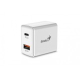 ALIMENTATOR retea Genius Quick Charge 20W, 1 x USB-A + 1 x USB Type-C, PD 20W USB-C sau USB-A, alb, &quot;32590005400&quot; (timbru verde 0.18 lei)