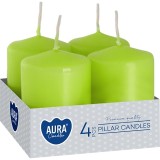 Set 4 Lumanari Decorative Cilindrice MagicHome AURA Verde Deschis 40x60 mm, aprox. 7 Ore Ardere