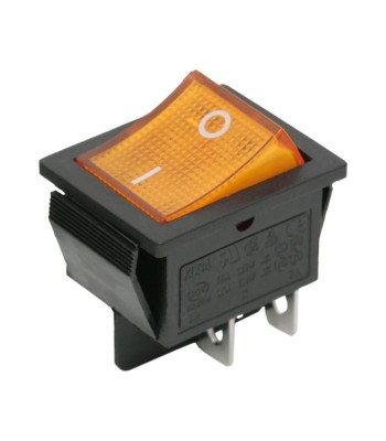Interupator basculant 4 pini 1 circuit 16A 250V OFF-ON galben 21.7x28.5mm foto