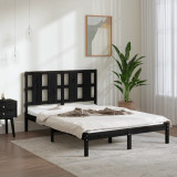 VidaXL Cadru de pat mic dublu, negru, 120x190 cm, lemn masiv