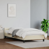 VidaXL Cadru de pat cu tăblie, crem, 100x200 cm, piele ecologică