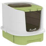 PawHut Litieră pentru Pisici &Icirc;nchisă cu 2 Uși, Tavă și Deodorizant, Verde | Aosom Romania
