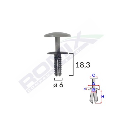Clips Fixare Universal 6X18.3Mm - Negru Set 25 Buc 134516 C10012-RMX foto