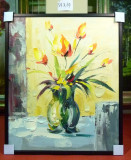 Tablou pictat manual pe panza in ulei Vaza cu Flori A-233, Natura, Realism